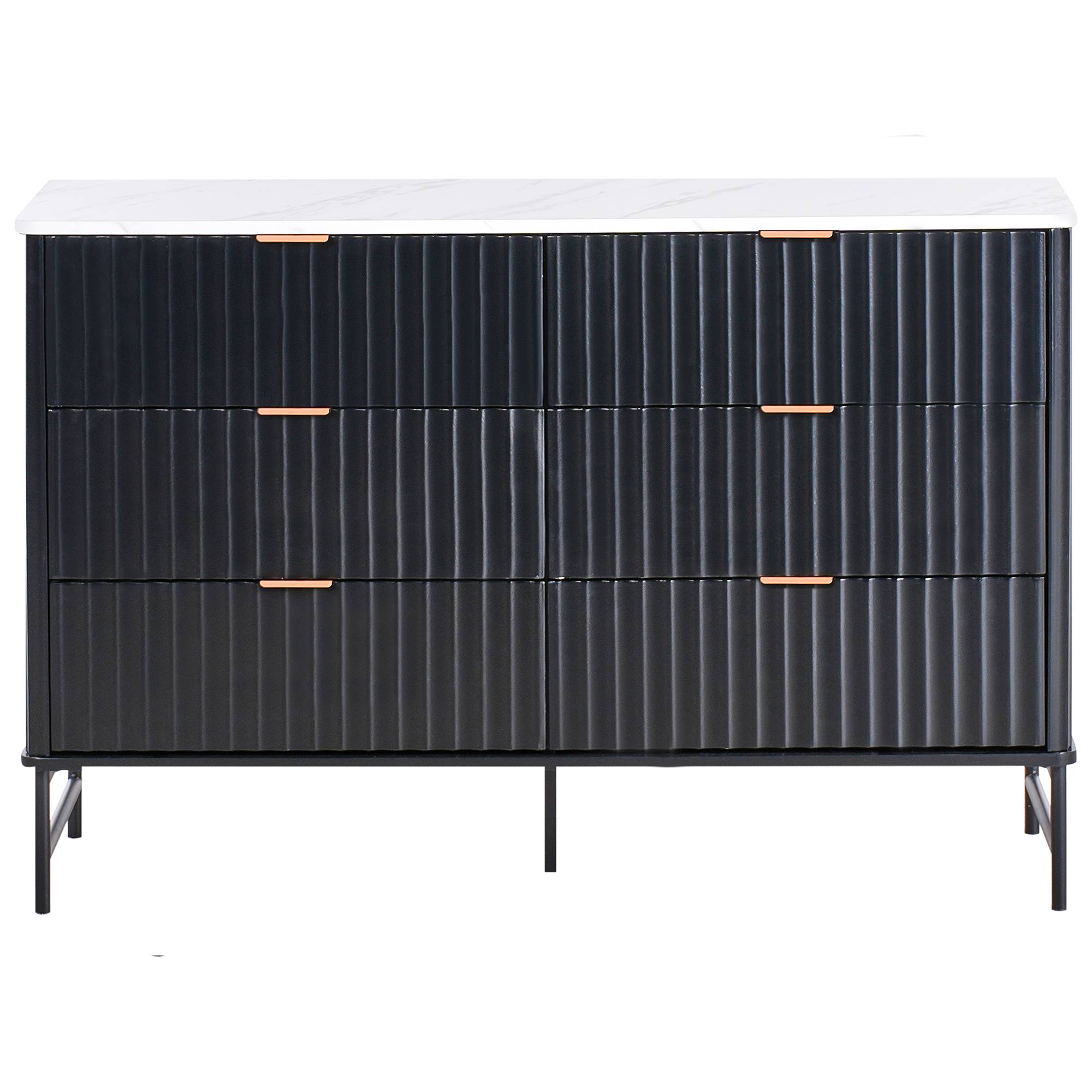 Beliani - Commode MDF Marbre/noir GLASTONBURY - 120x40x80- Beliani - Image 4