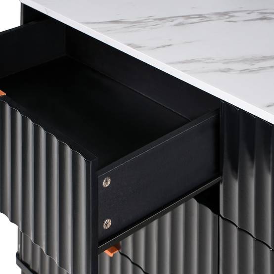 Beliani - Commode MDF Marbre/noir GLASTONBURY - 120x40x80- Beliani - Image 6