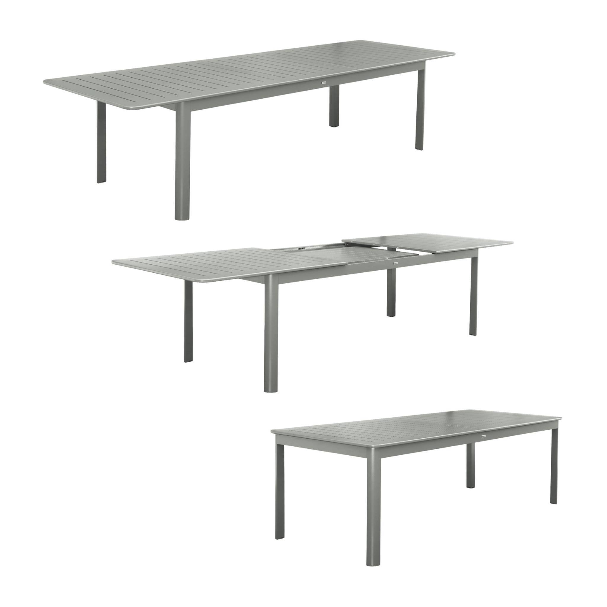 sweeek - Table de jardin extensible aluminium + 10 assises aluminium et textilène kaki. 8 chaises. 2 fauteuils. 10 places. 290 x 100 x 75 cm | sweeek - Image 5