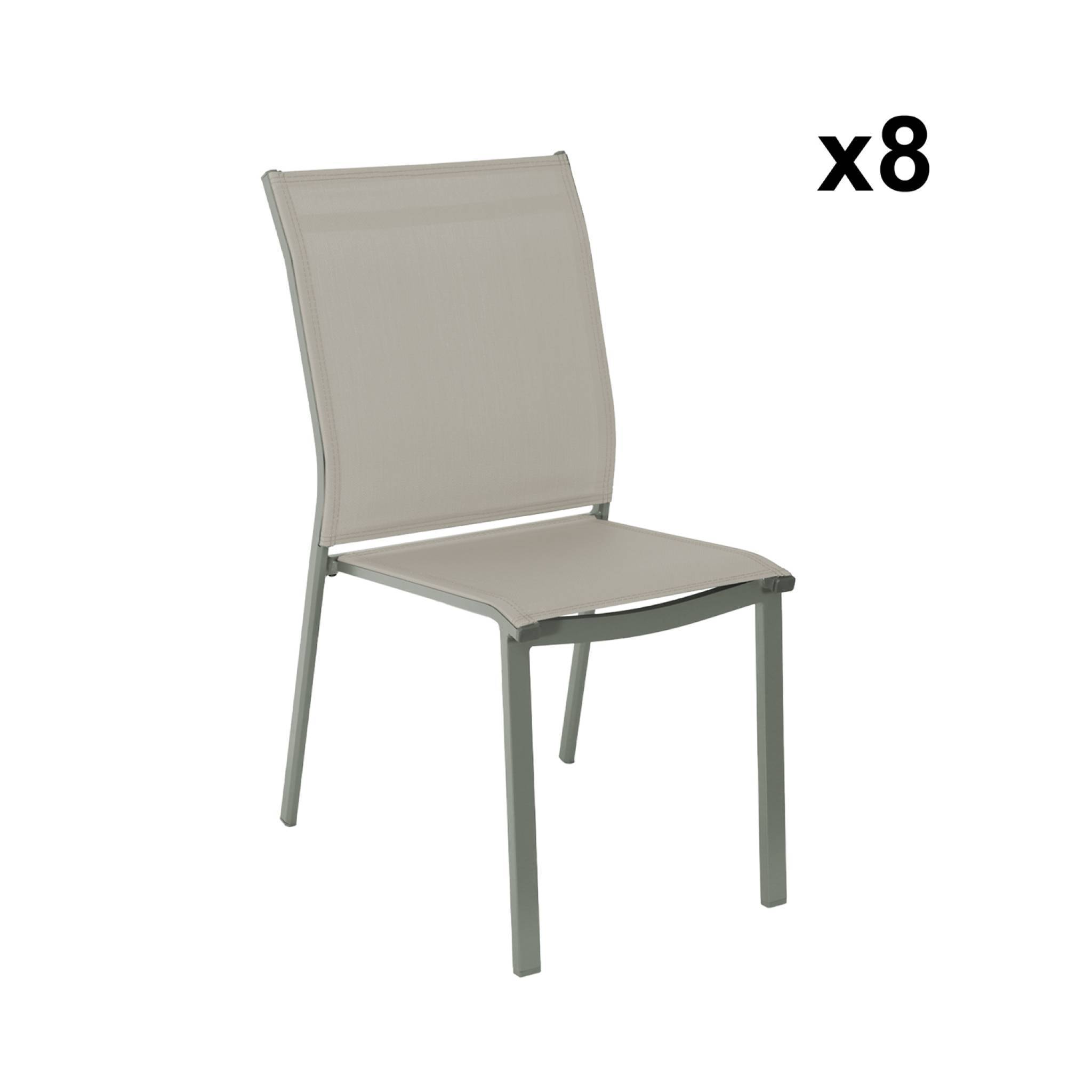 sweeek - Table de jardin extensible aluminium + 10 assises aluminium et textilène kaki. 8 chaises. 2 fauteuils. 10 places. 290 x 100 x 75 cm | sweeek - Image 7