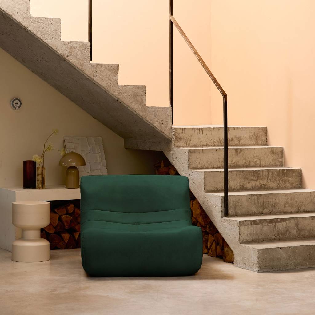 sweeek - Fauteuil chauffeuse en velours style contemporain 1 place vert | sweeek - Image 1