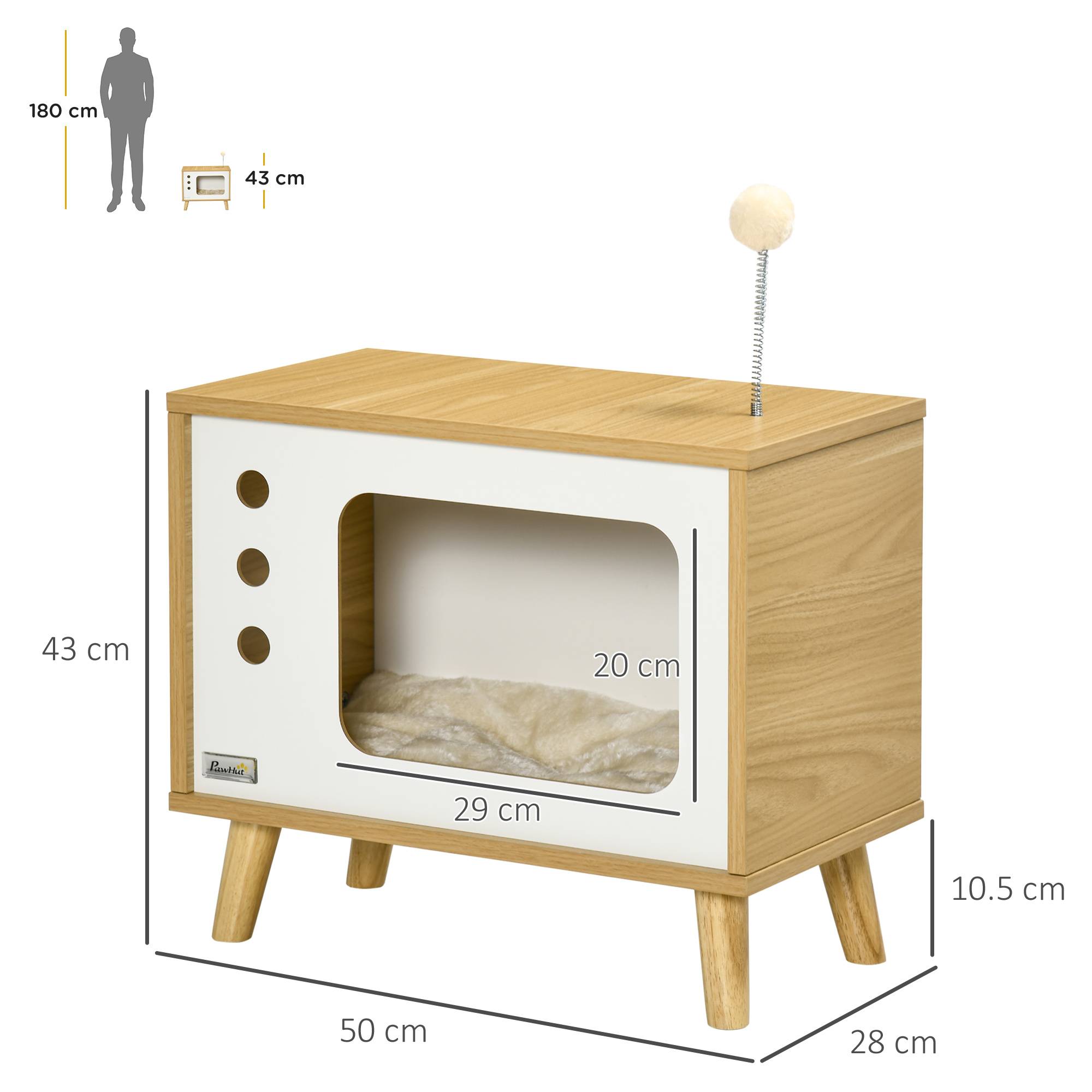 Niche chat table d'appoint design télévision intérieur coussin 50x28x43 cm chêne - ComfortXL Outdoor Living - Image 5