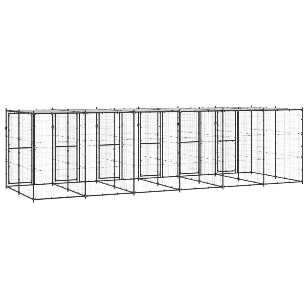 Helloshop26 - Chenil extérieur cage enclos parc animaux chien extérieur acier avec toit 14,52 m² - Image 5