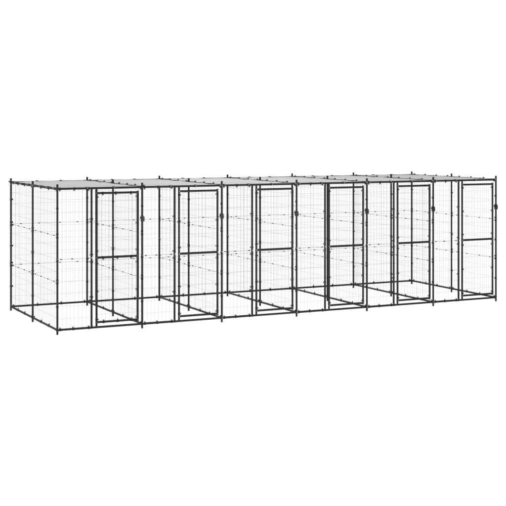 Helloshop26 - Chenil extérieur cage enclos parc animaux chien extérieur acier avec toit 14,52 m² - Image 1