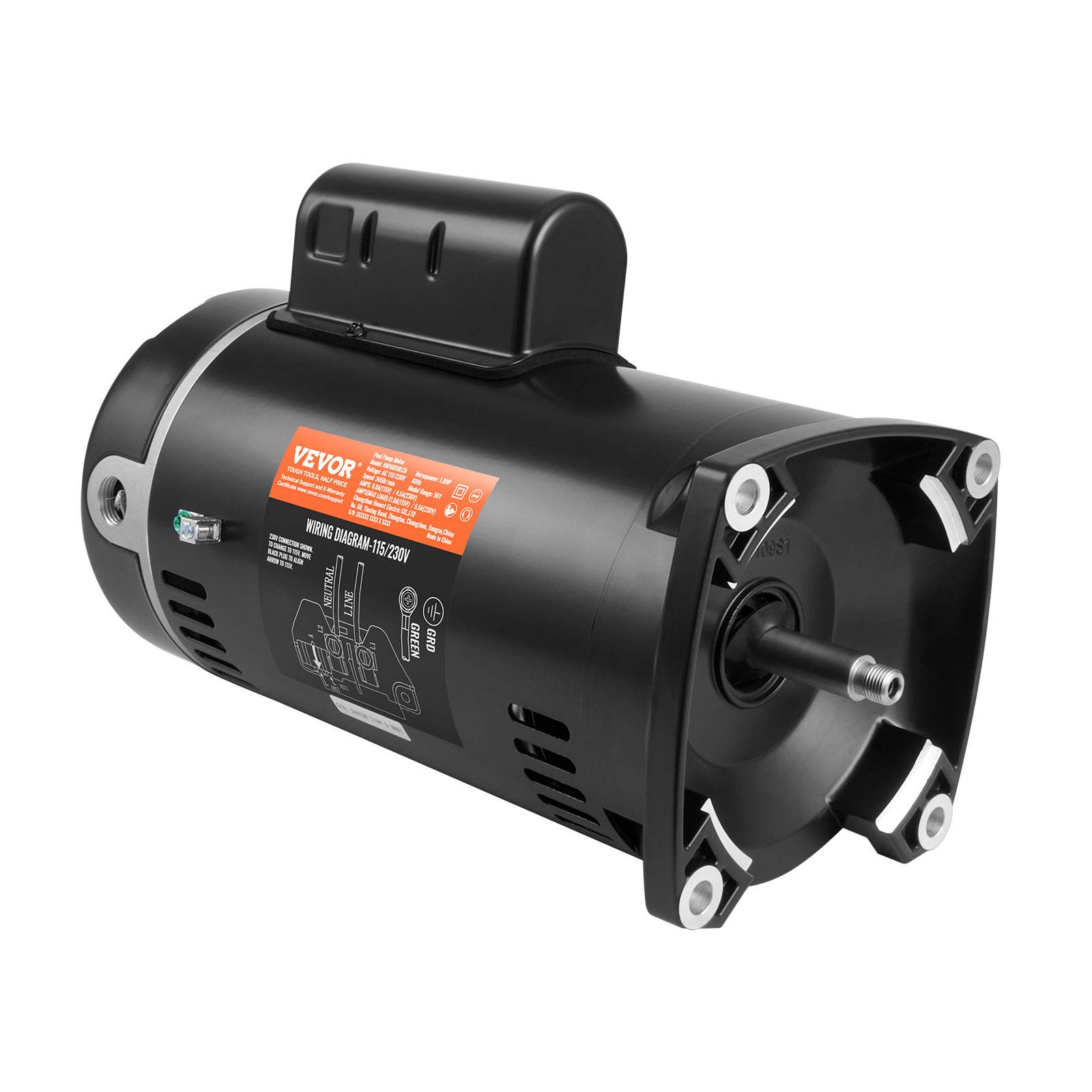 Vevor - VEVOR Moteur de pompe piscine 1 CV 56Y, 115/230 V, 3450 tr/min, 90 μF/250 V, rotation CCW. - Image 1