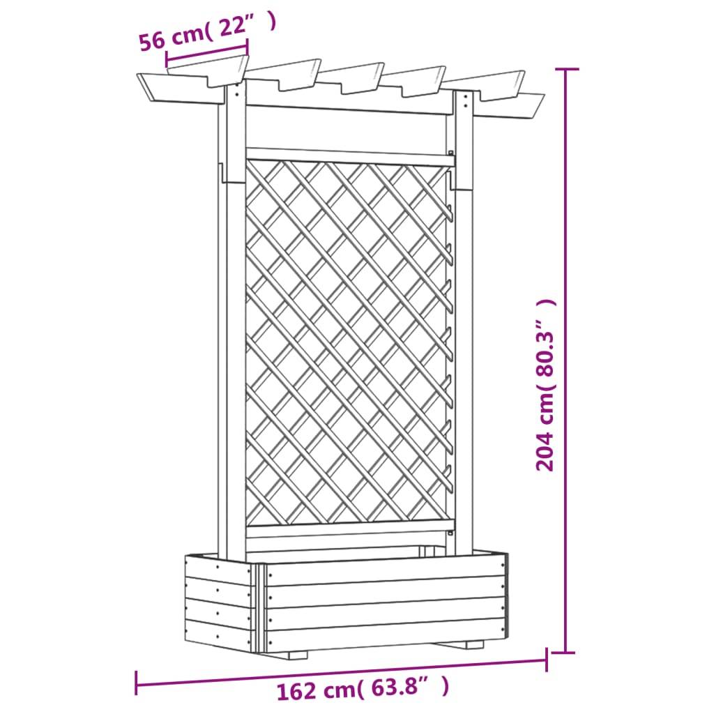 Jardinière Pergola Treillis Bois Pin Imprégné Terrasse 162cm - ComfortXL Outdoor Living - Image 5