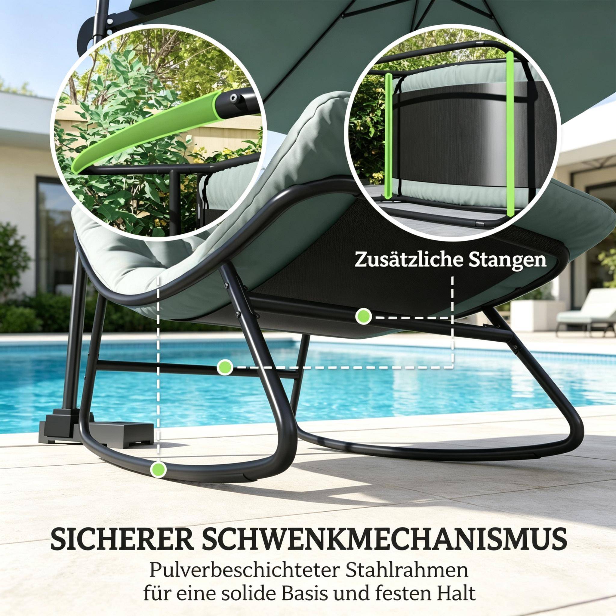 ComfortXL - Lot de 2 fauteuils à bascule acier gris foncé coussin épais terrasse balcon - ComfortXL Outdoor Living - Image 8