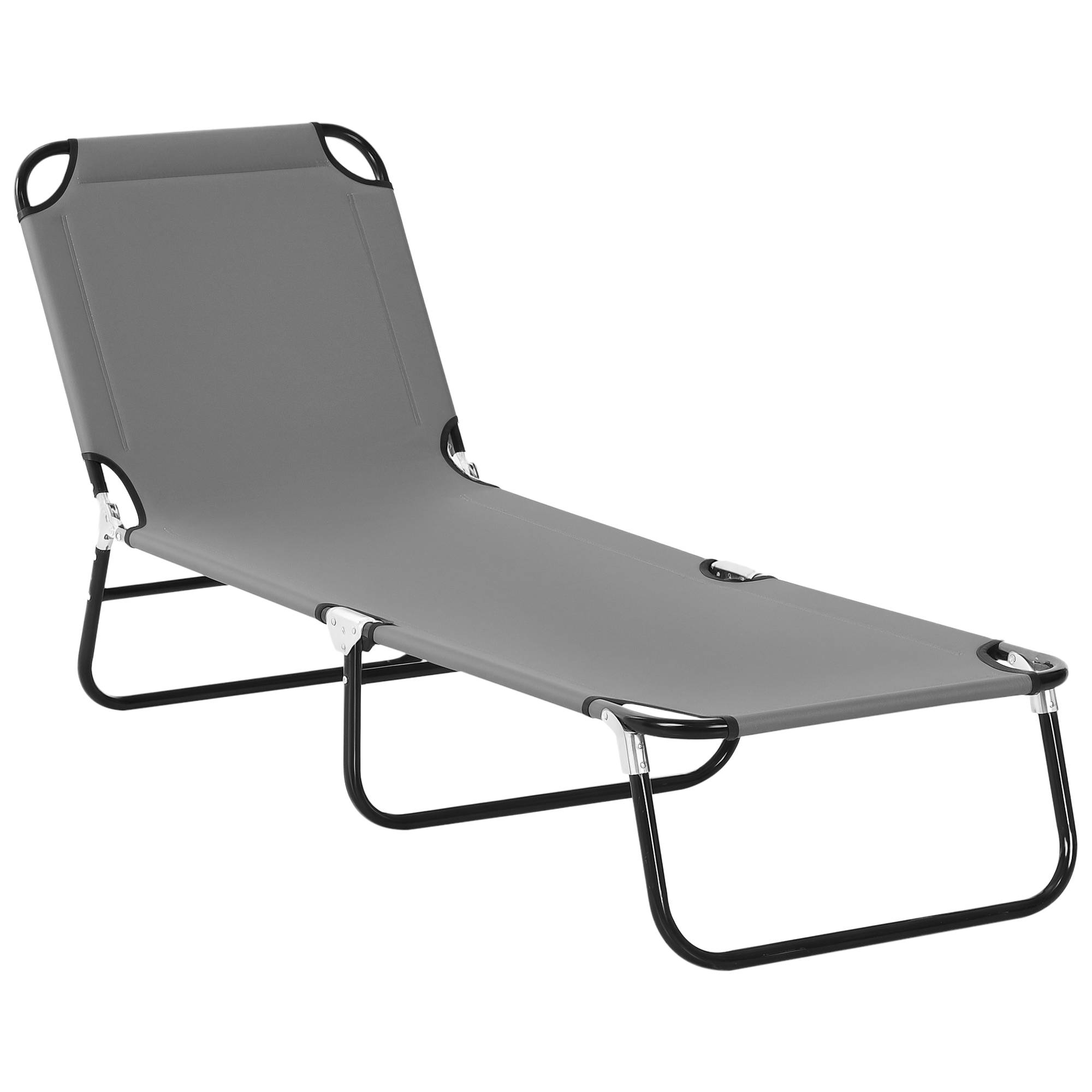 Transat inclinable pliable avec 5 positions réglables pour jardin, charge maximale 120 kg, 188 x 56 x 28 cm, gris - Image 1