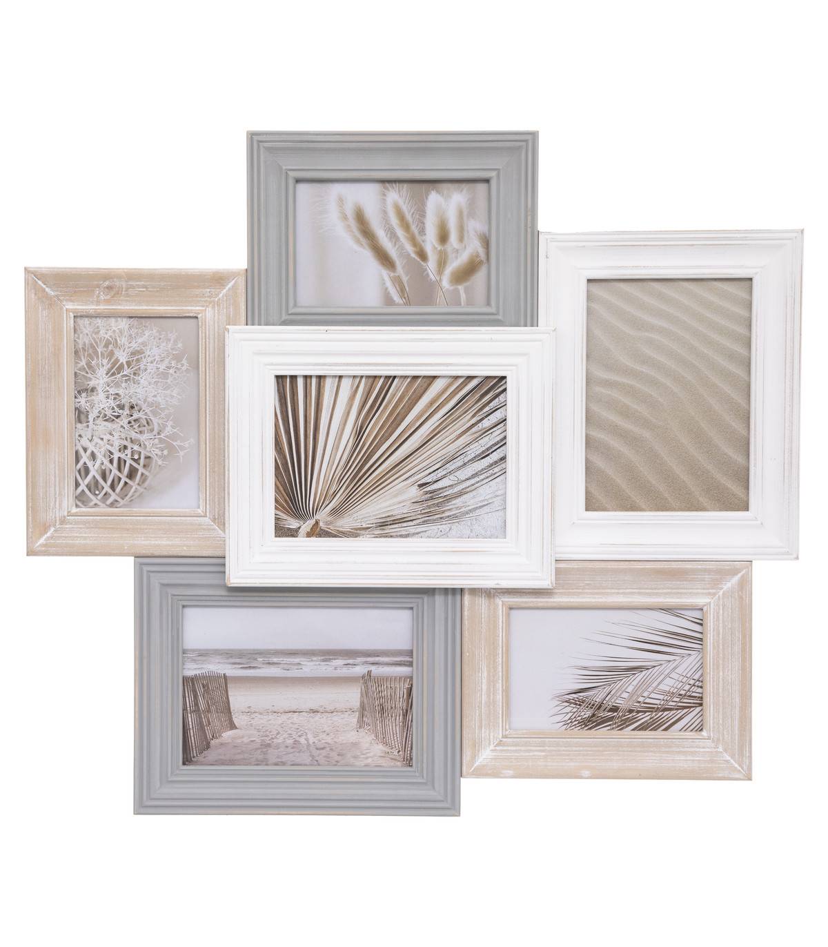 Pêle-mêle Multivues 6 Photos en Bois et Verre 56 x 50 cm