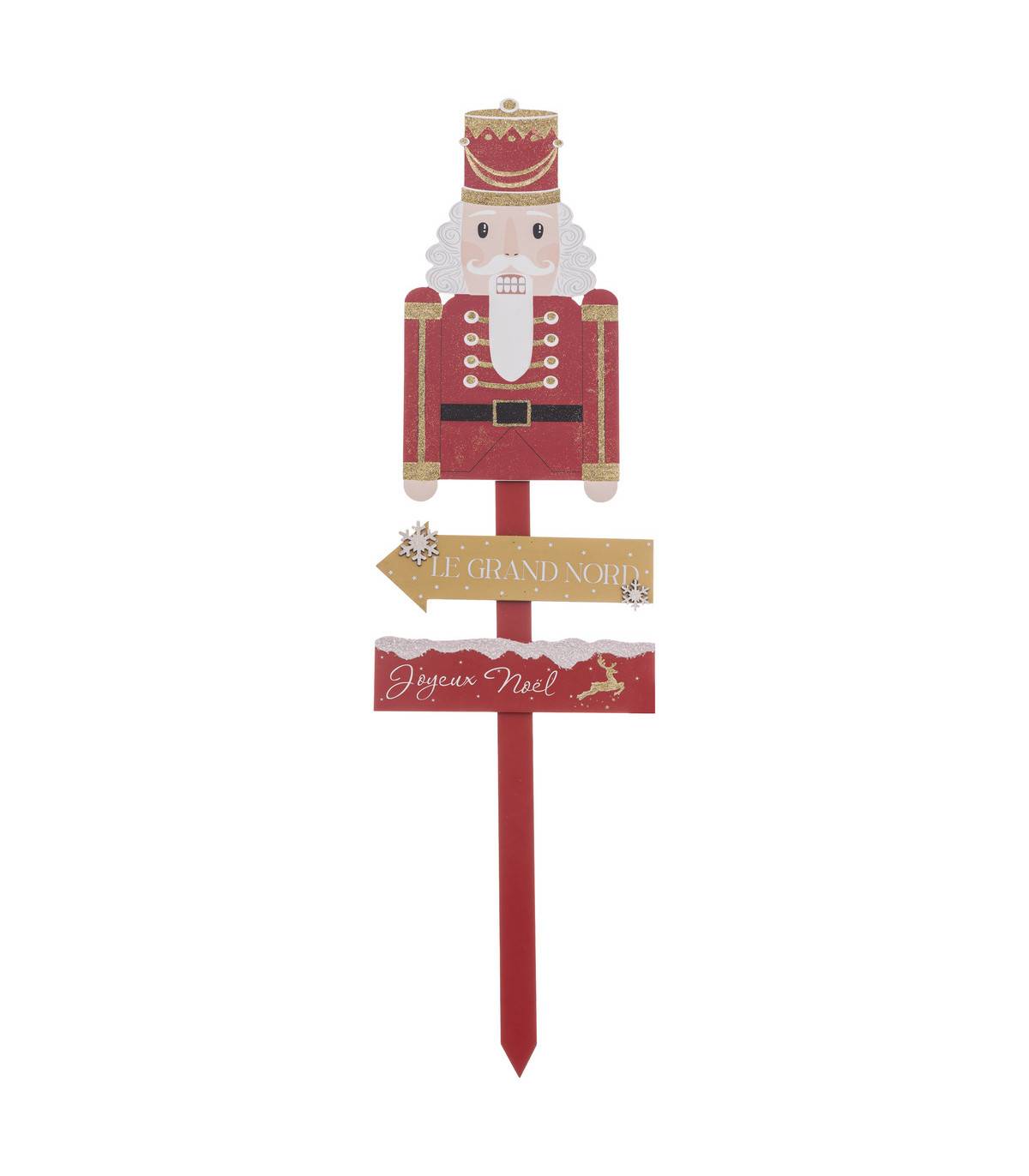 Fééric Lights & Christmas - Déco de Noël Pancarte en bois avec Casse Noisette rouge et doré H 120 cm - Image 1
