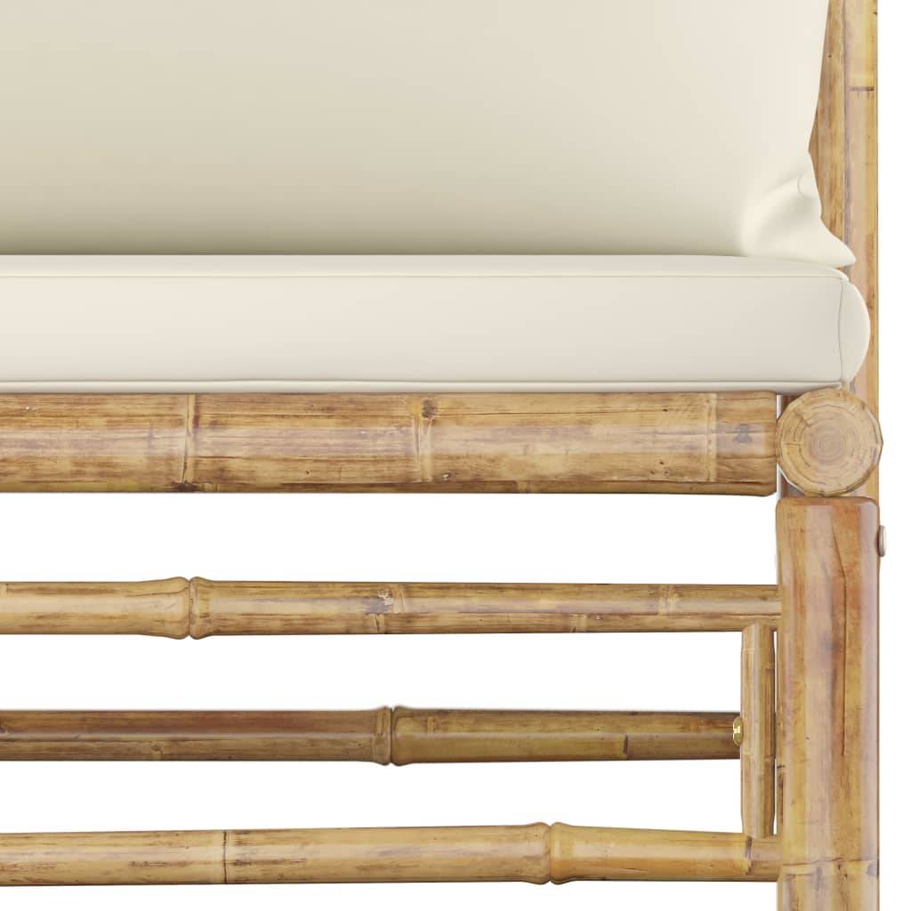 Vidaxl - Salon de jardin 5 pcs avec coussins blanc crème bambou vidaXL 3058191 - Image 5