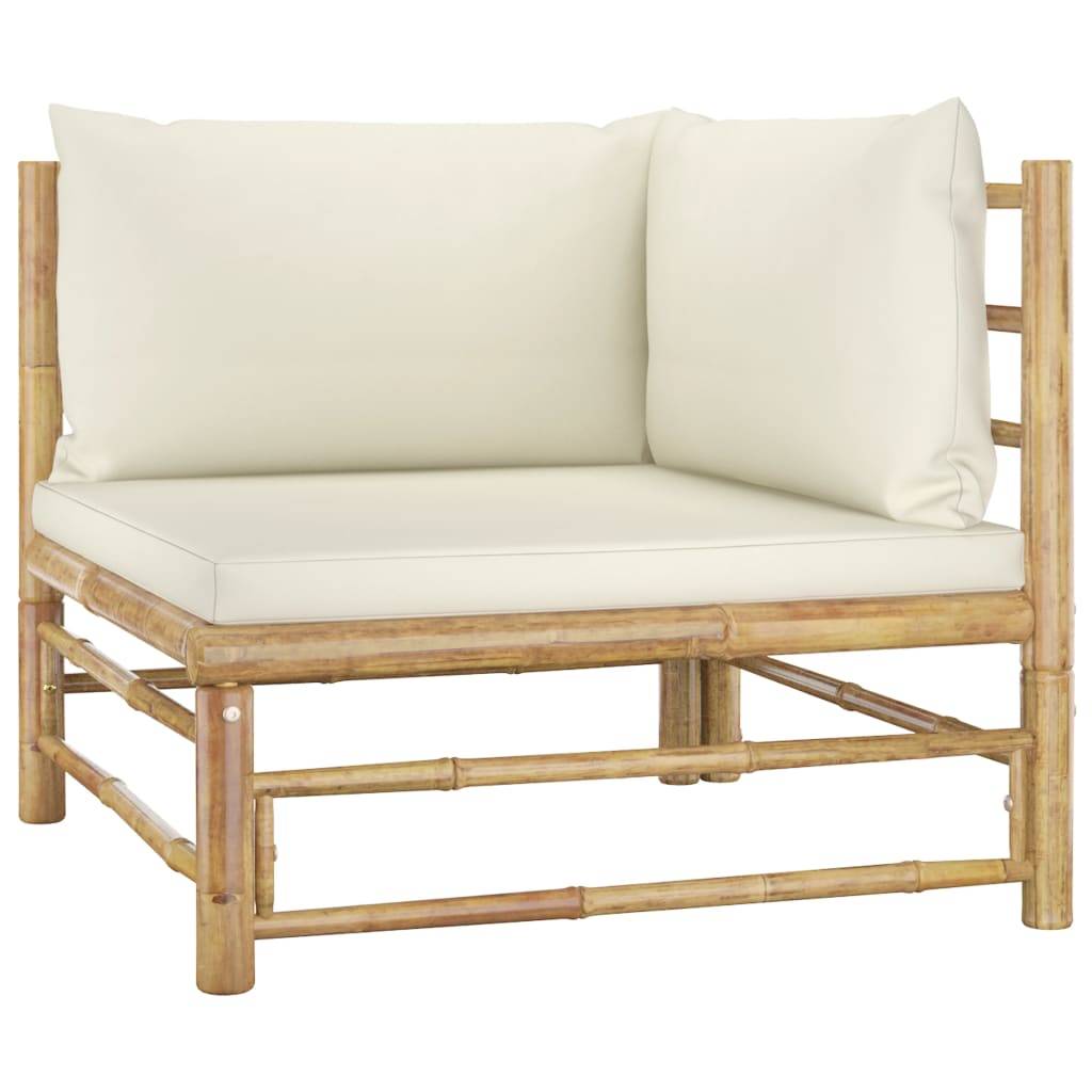 Vidaxl - Salon de jardin 5 pcs avec coussins blanc crème bambou vidaXL 3058191 - Image 9