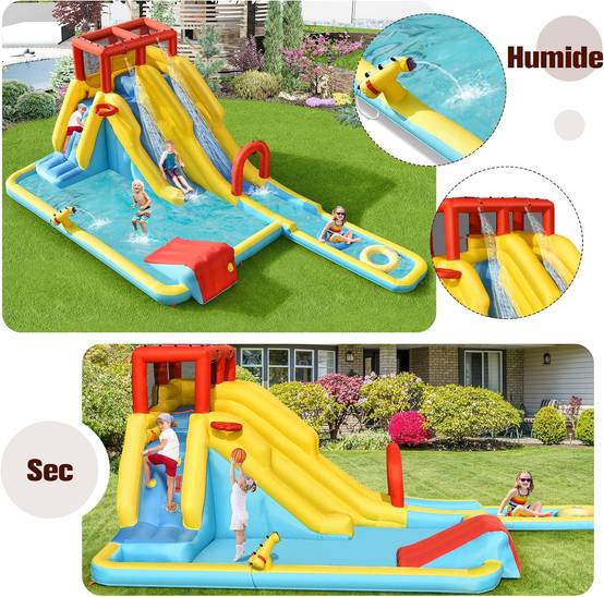 Structure Gonflable 8 en 1 avec Double Toboggan Aquatique pour 3 Enfants 3-10 Ans(sans souffleur) - Image 3