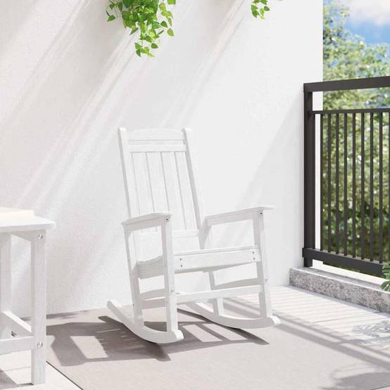 Fauteuil de jardin - Chaise Rocking chair Blanc 70 x 92 x 108 cm Plastique - Image 3