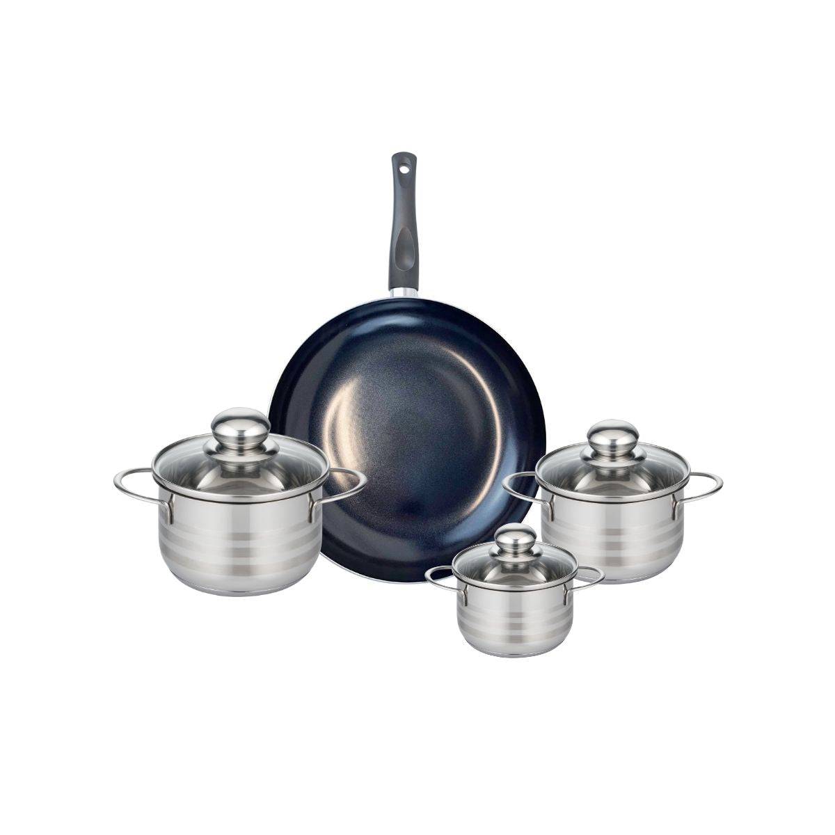 Ensemble de 1 Poêle de cuisson 28 cm et 3 faitouts 12, 14 et 16 cm Elo Prima Brillant - Image 1