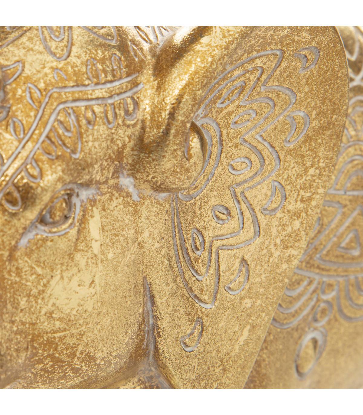 Objet déco Éléphant en résine Dorée motif exotique L 26 cm - Image 2