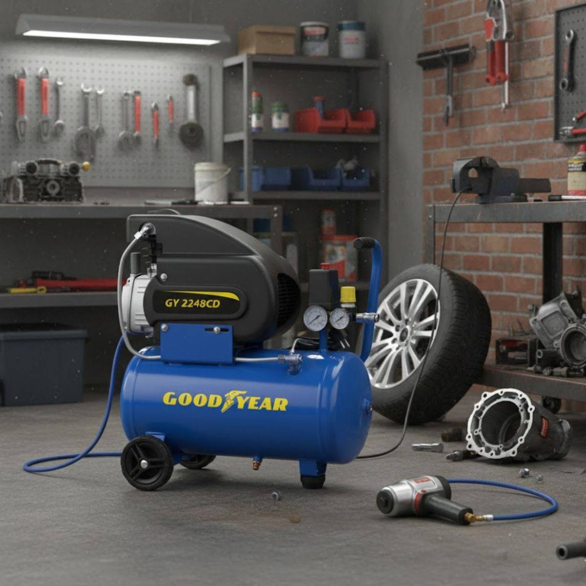 Compresseur d'air Silencieux 24 Litres 8 bar 2CV 1.5KW 115 PSI GOODYEAR - Image 4