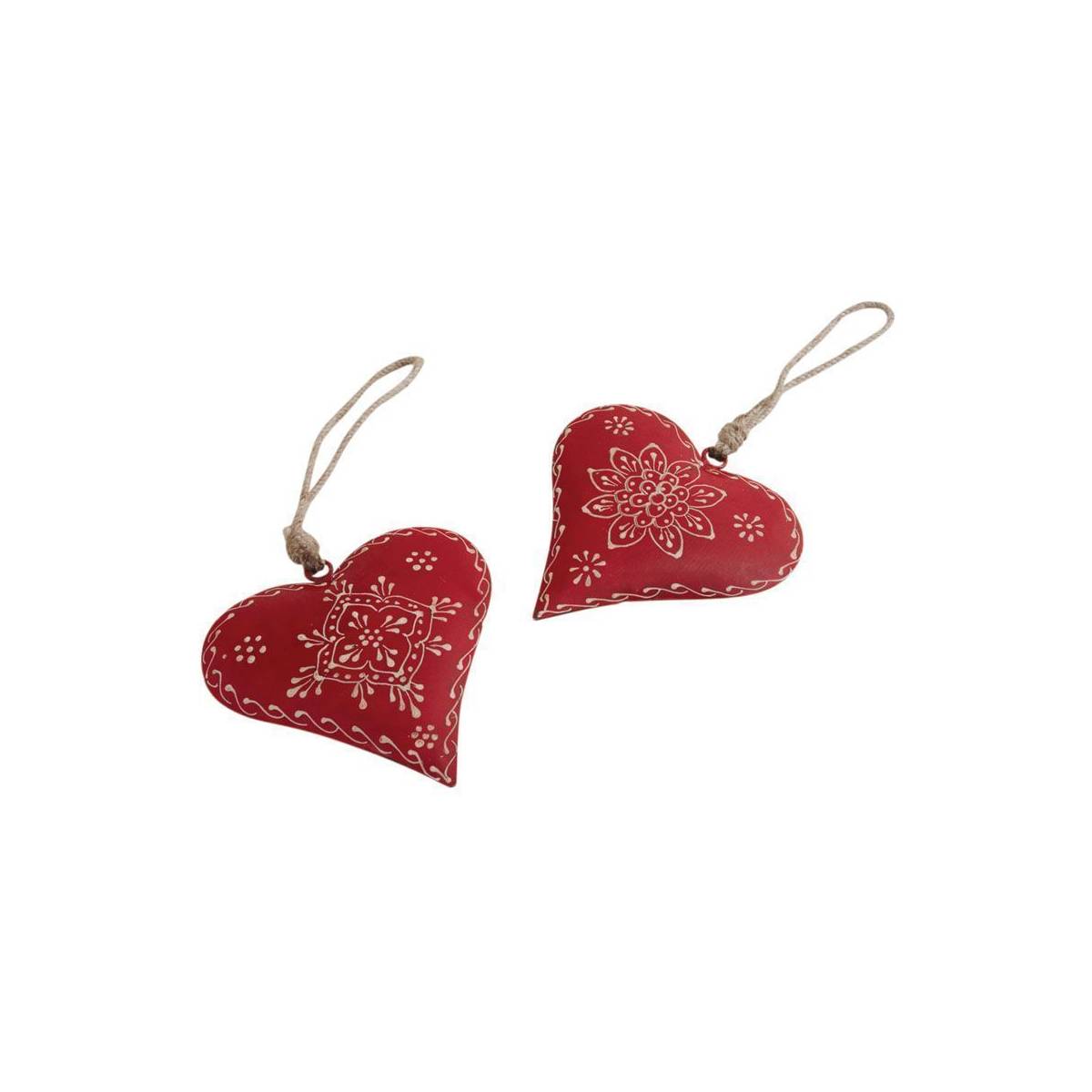 Aubry Gaspard - Coeur à suspendre en métal et corde (Lot de 2) 12 cm
