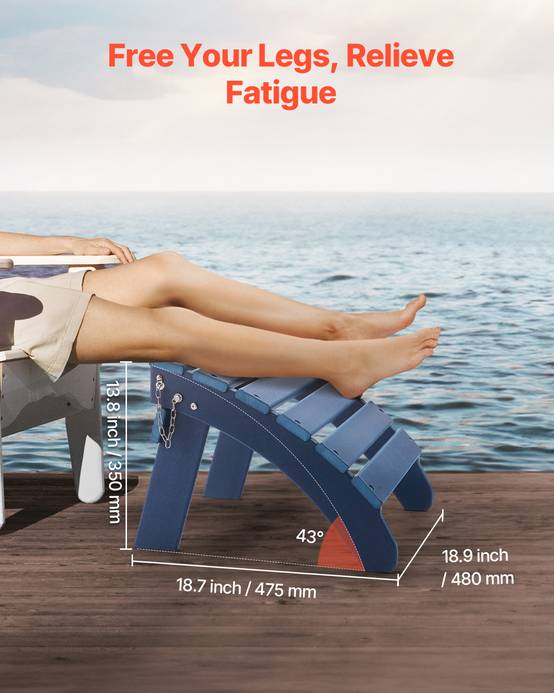 VEVOR Repose-pieds pliable Adirondack, PEHD, 475x480x350mm, bleu. - Image 5