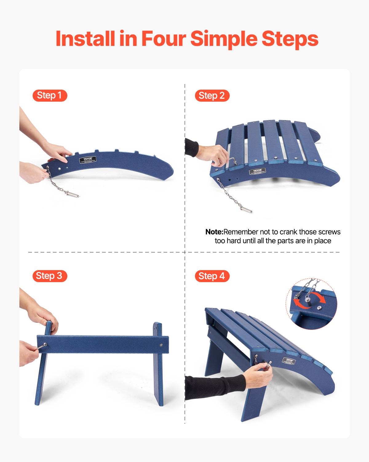 VEVOR Repose-pieds pliable Adirondack, PEHD, 475x480x350mm, bleu. - Image 4