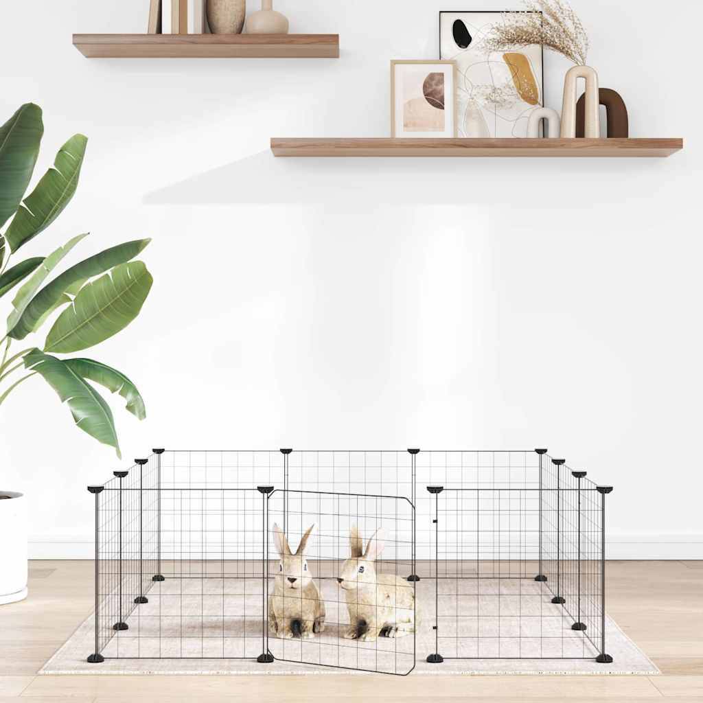 Vidaxl - Cage pour animaux 12 panneaux avec porte noire 105x105x35 cm vidaXL 171623 - Image 1