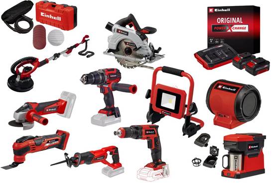 Einhell - Kit chantier sans fil Einhell – 10 outils Power X-Change + 2 batteries 4.0Ah + chargeur Einhell - Image 1