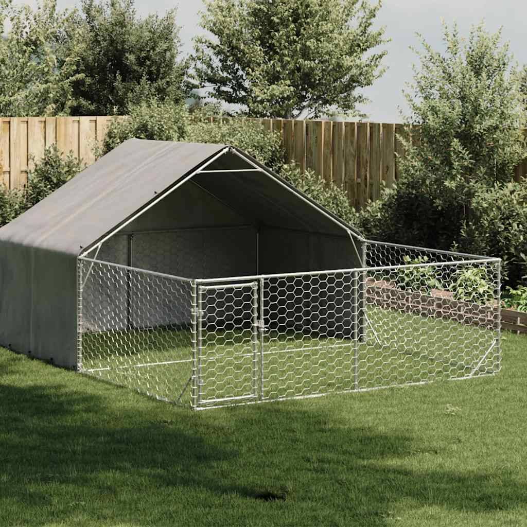 Chenil extérieur pour chien en acier galvanisé avec abri 5x3x1,9 m – ComfortXL Pet Living - Image 1