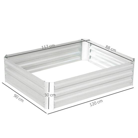 Carré potager empilable en acier galvanisé pour jardin conception sans fond 120x90cm argent - ComfortXL Outdoor Living - Image 5
