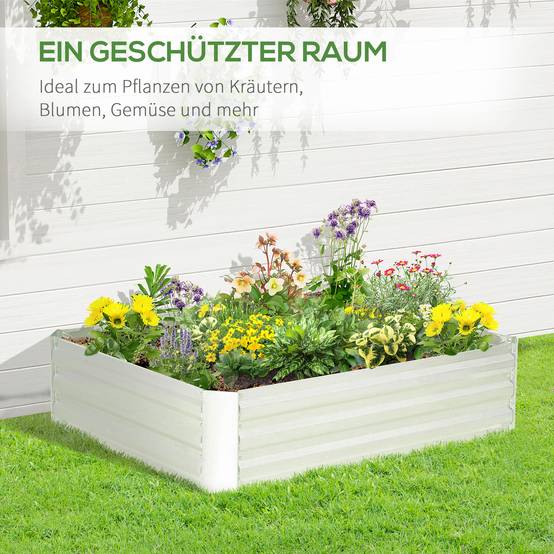 Carré potager empilable en acier galvanisé pour jardin conception sans fond 120x90cm argent - ComfortXL Outdoor Living - Image 6