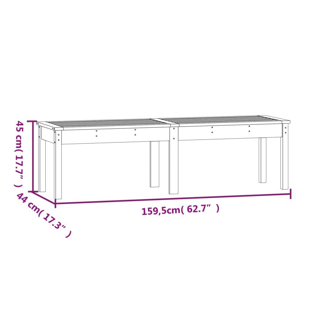 Helloshop26 - Banc de jardin meuble de patio d'extérieur terrasse à 2 places 159,5 x 44 x 45cm bois massif de pin gris - Image 5