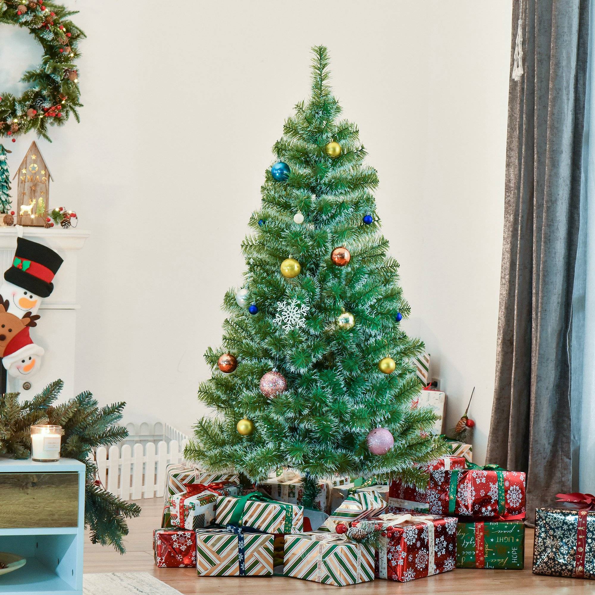 Sans Marque - Arbre de Noël artificiel scène de neige Ø 75 x 150H cm 416 Réplique d'une branche d'épine Nordmann Grand Réalisme,Sans Marque - Image 4