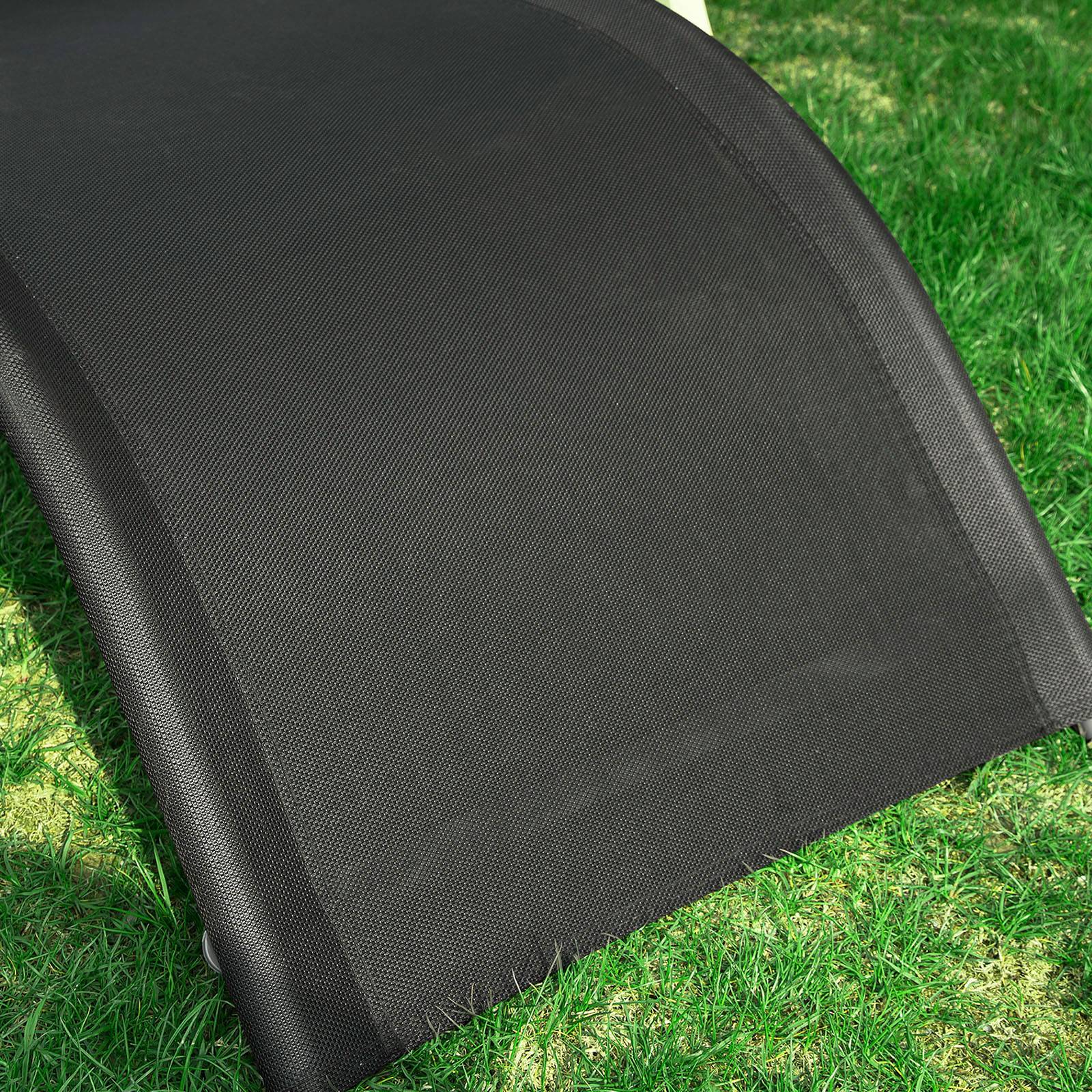 Bain de Soleil Transat de Jardin Chaise Longue avec Appui-tête Noir L.220 x l.60 x H.105 cm SoBuy - Image 4