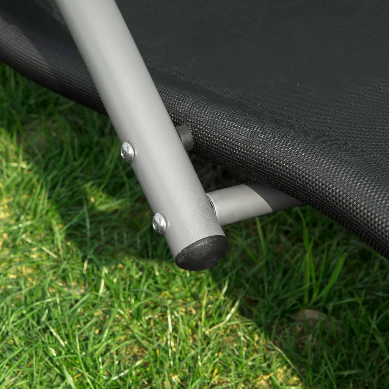 Bain de Soleil Transat de Jardin Chaise Longue avec Appui-tête Noir L.220 x l.60 x H.105 cm SoBuy - Image 6