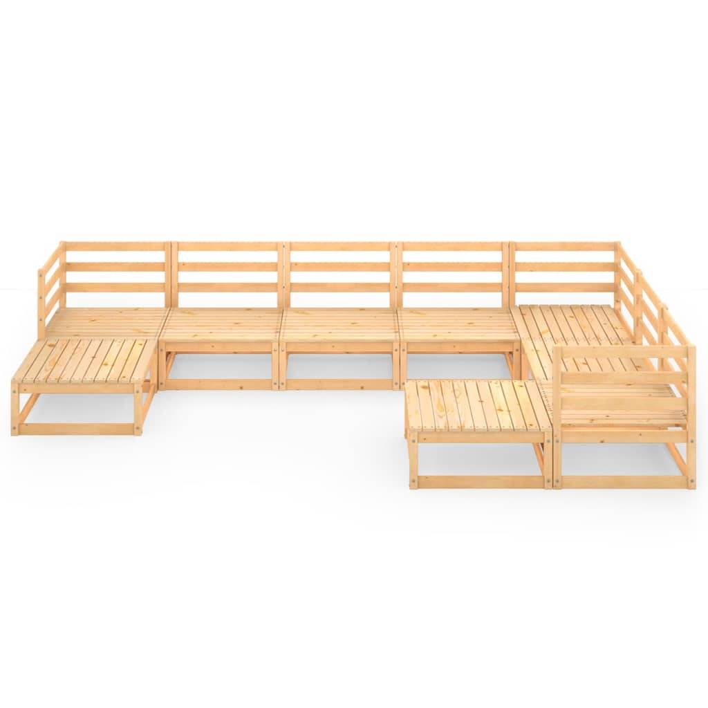 Helloshop26 - Salon de jardin meuble d'extérieur ensemble de mobilier 9 pièces bois de pin massif - Image 2