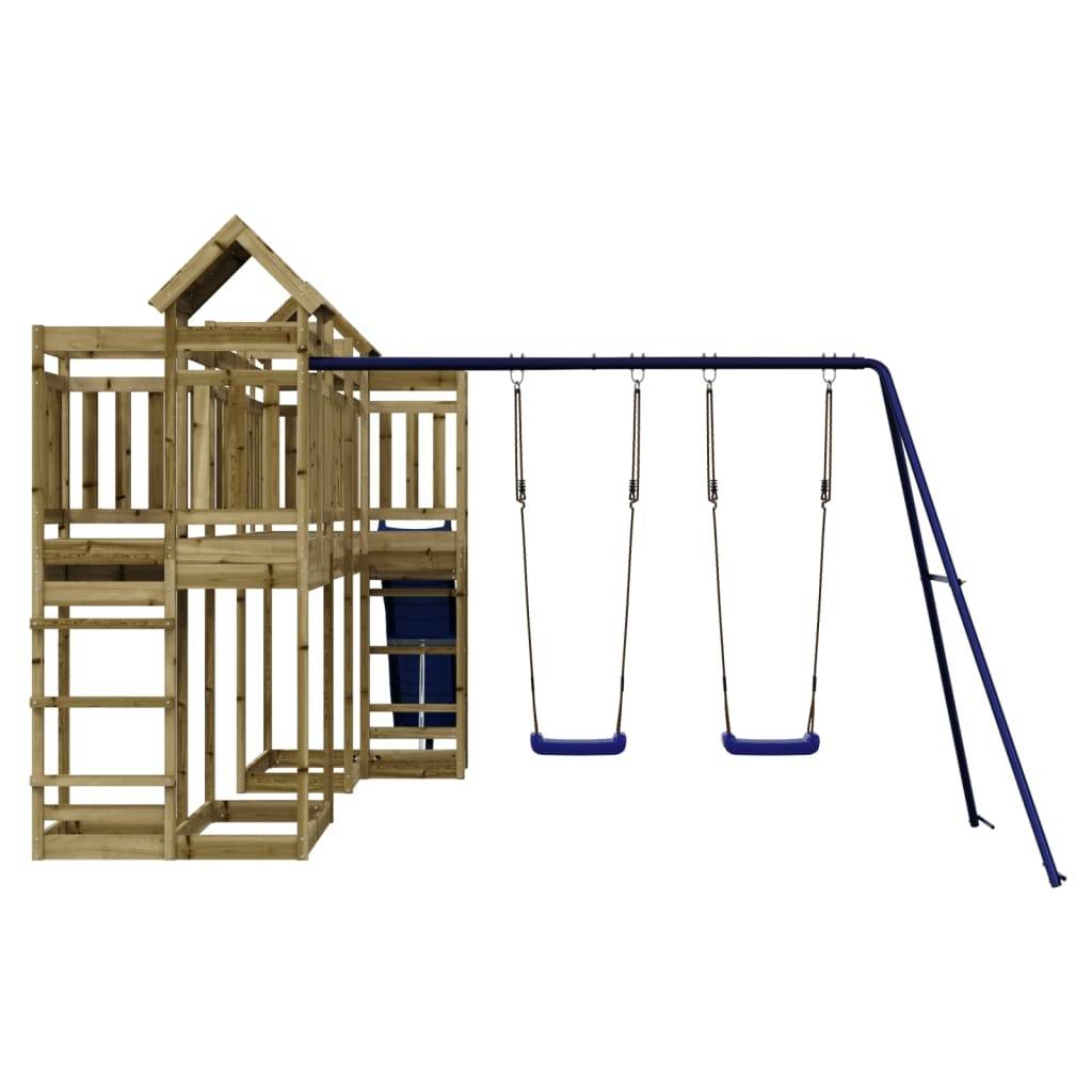 Helloshop26 - Aire de jeux d'extérieur balançoires toboggan portiques robuste jeux jardin 362 x 585 x 238 cm bois de pin imprégné - Image 2