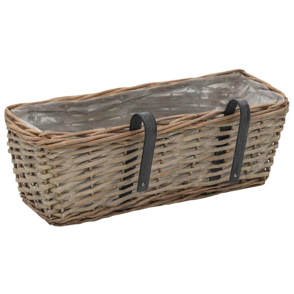Helloshop26 - Lot de 2 jardinière de balcon osier avec doublure en PE 40 cm - Image 5