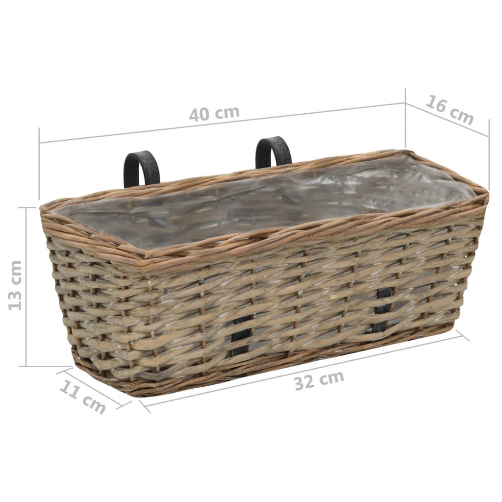 Helloshop26 - Lot de 2 jardinière de balcon osier avec doublure en PE 40 cm - Image 6