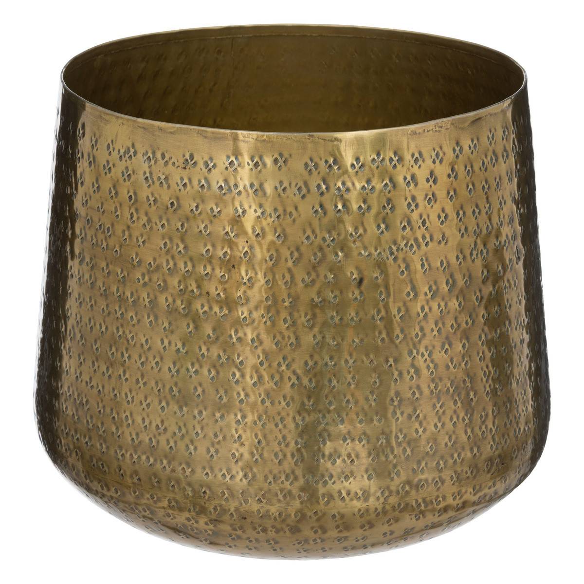 Lot de 2 Cache-pots en Métal Martelé Doré D 30 et D 24 cm - Image 3