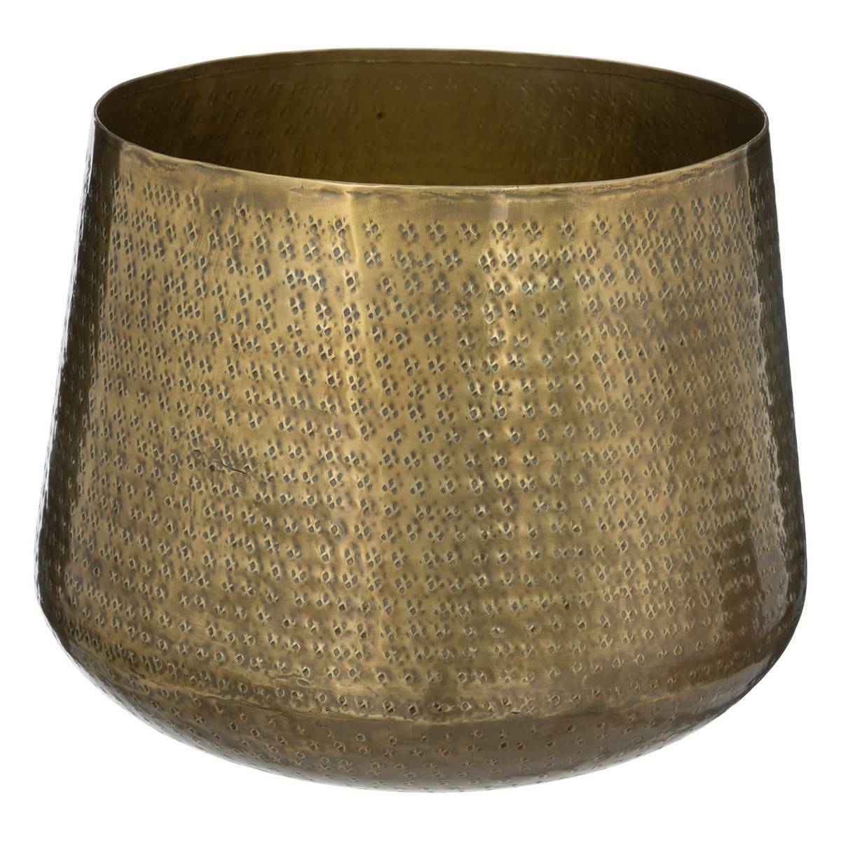 Lot de 2 Cache-pots en Métal Martelé Doré D 30 et D 24 cm - Image 4