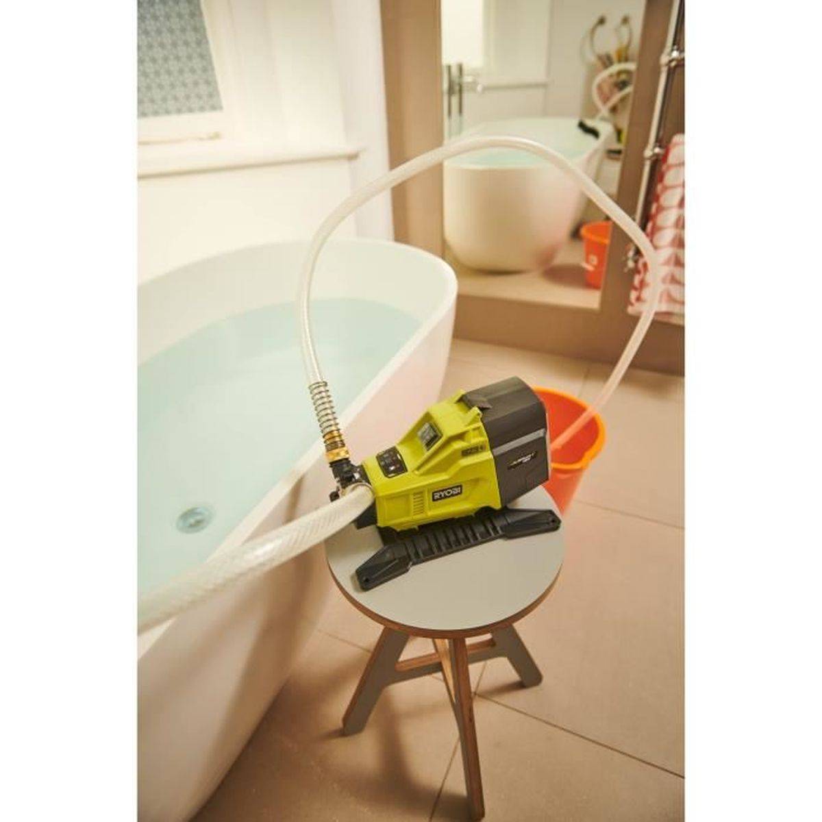 Pompe de transfert d’eau sans fil 18 V One+ R18TP-0, 1500 L/h, 14 m, IPX4 - Ryobi - Image 3
