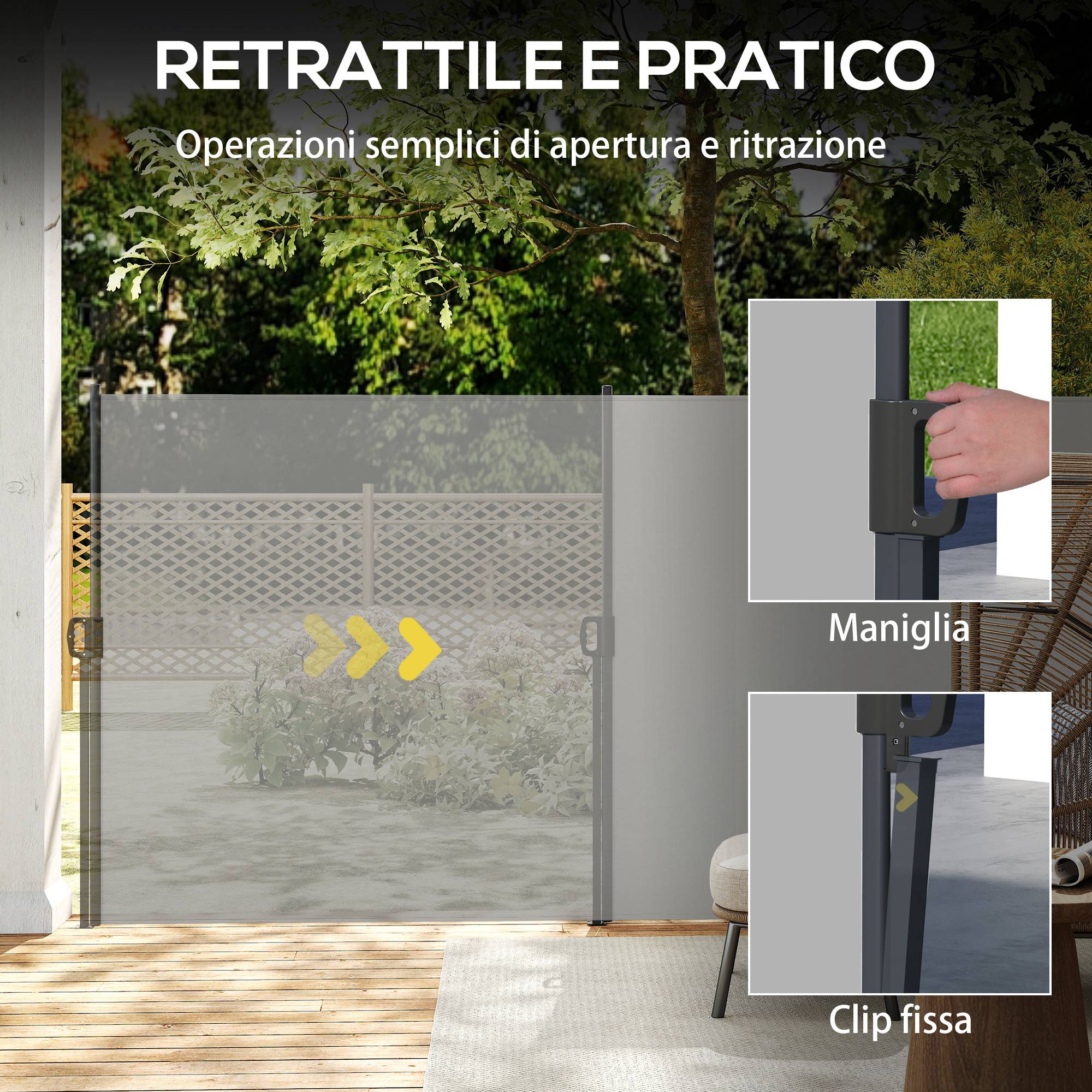 Store Latéral Rétractable Métal et Polyester Terrasse Balcon 400x160cm Gris Clair - ComfortXL Outdoor Living - Image 7