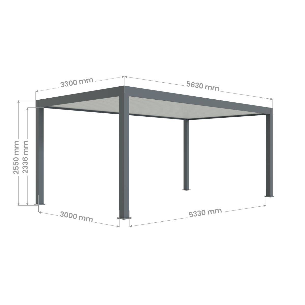 Direct Abris - Carport Aluminium 330 x 563 cm PRESTON - 20 m2 - Hauteur : 255 - 1 Voiture - Abri Voiture Autoportant - Sans Déclaration Travaux - Image 3