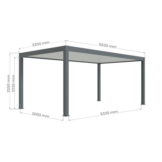 Carport Aluminium 330 x 563 cm PRESTON - 20 m2 - Hauteur : 255 - 1 Voiture - Abri Voiture Autoportant - Sans Déclaration Travaux - Image 3