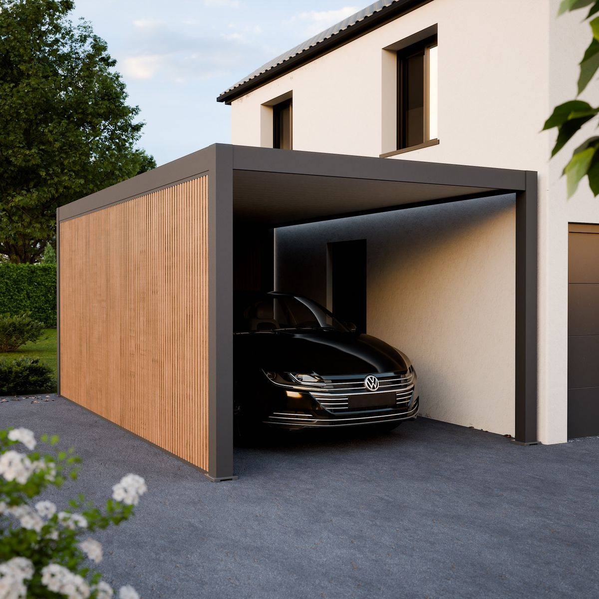 Direct Abris - Carport Aluminium 330 x 563 cm PRESTON - 20 m2 - Hauteur : 255 - 1 Voiture - Abri Voiture Autoportant - Sans Déclaration Travaux