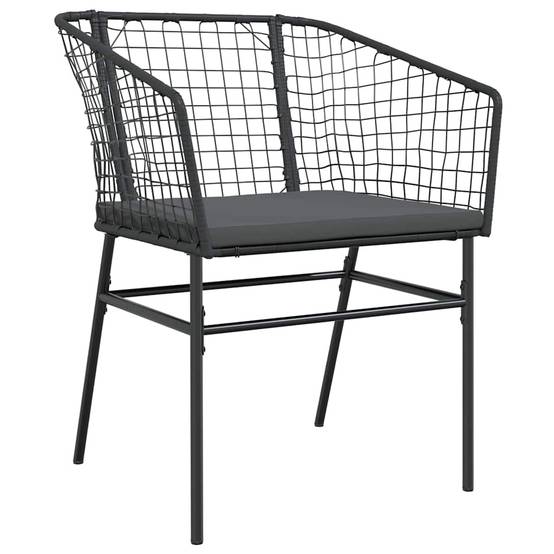 Ensemble de salle à manger pour jardin 3 pcs | Mobilier d'extérieur Noir polyrotin Maison Chic - Image 6