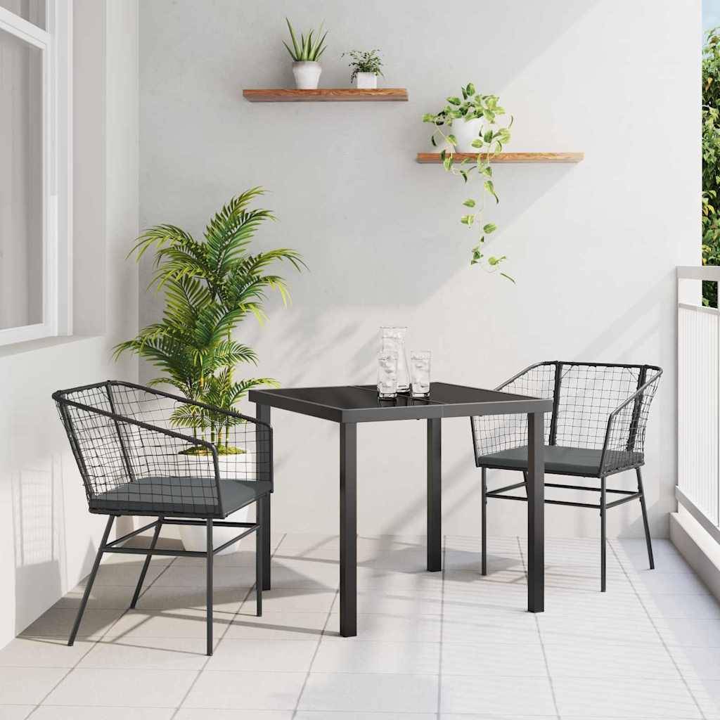 Ensemble de salle à manger pour jardin 3 pcs | Mobilier d'extérieur Noir polyrotin Maison Chic - Image 2