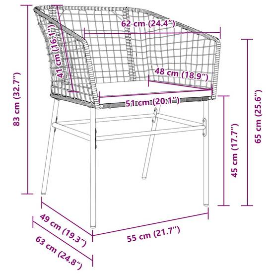 Ensemble de salle à manger pour jardin 3 pcs | Mobilier d'extérieur Noir polyrotin Maison Chic - Image 8