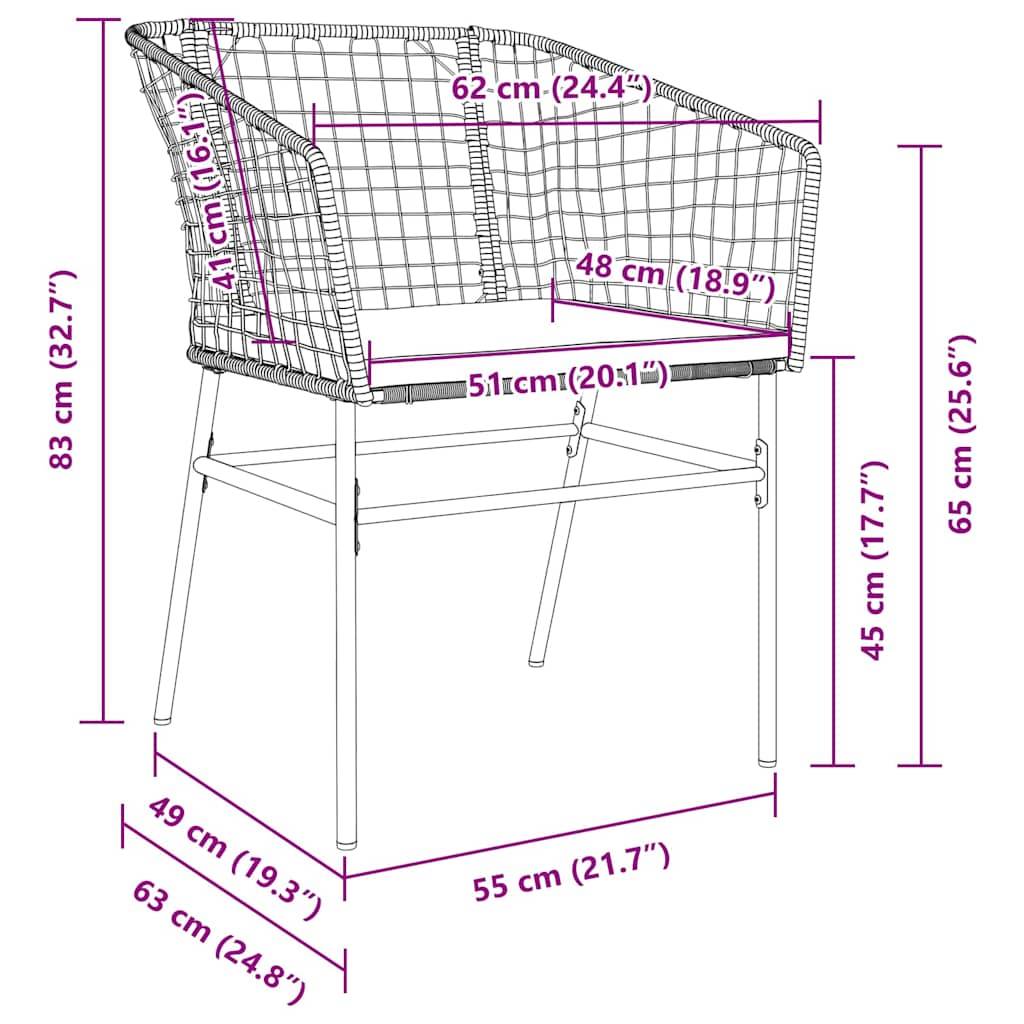 Ensemble de salle à manger pour jardin 3 pcs | Mobilier d'extérieur Noir polyrotin Maison Chic - Image 8