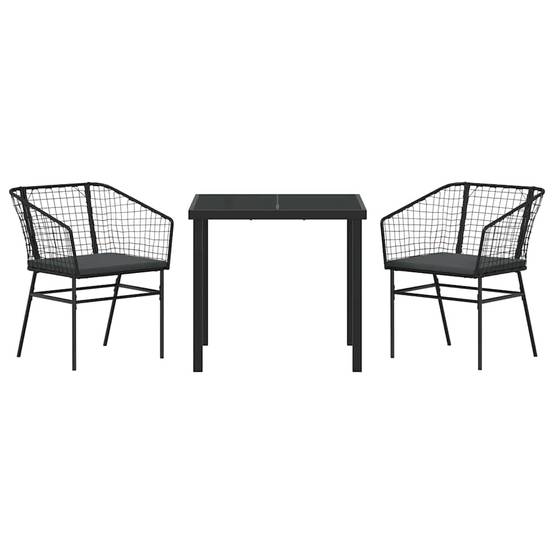 Ensemble de salle à manger pour jardin 3 pcs | Mobilier d'extérieur Noir polyrotin Maison Chic - Image 7
