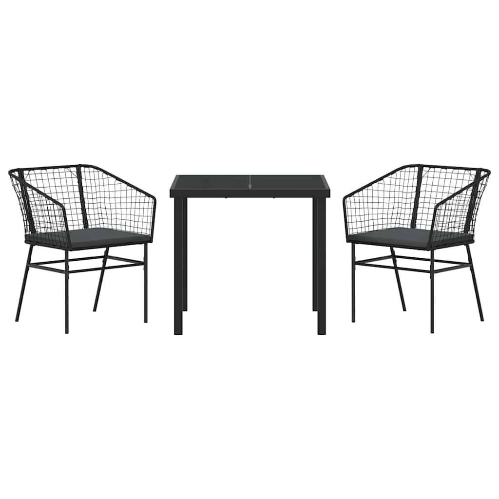Ensemble de salle à manger pour jardin 3 pcs | Mobilier d'extérieur Noir polyrotin Maison Chic - Image 7